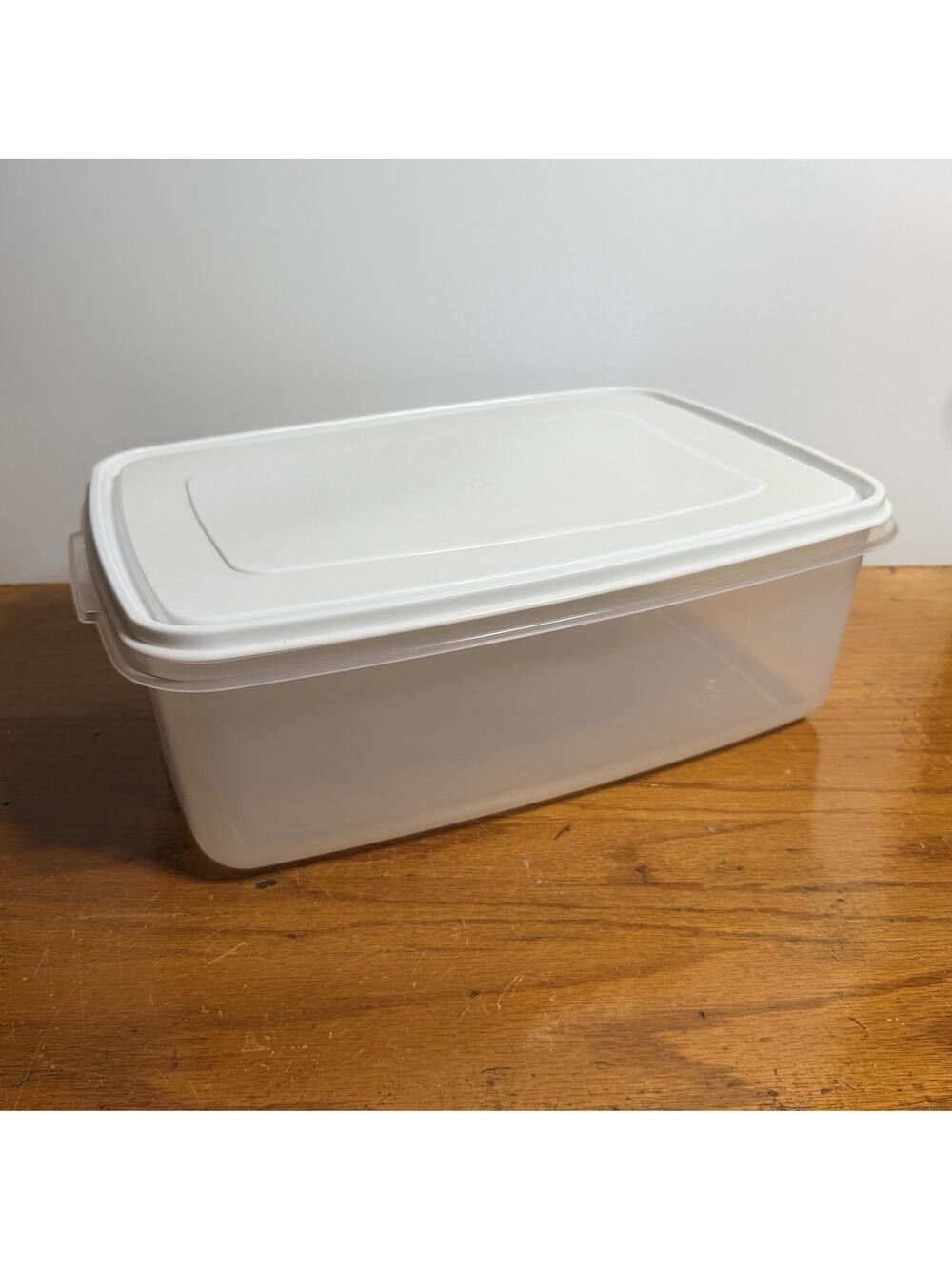 Vtg Giant Rubbermaid 33 Cup Servin Saver #8 Covered Rectangle Container Almond